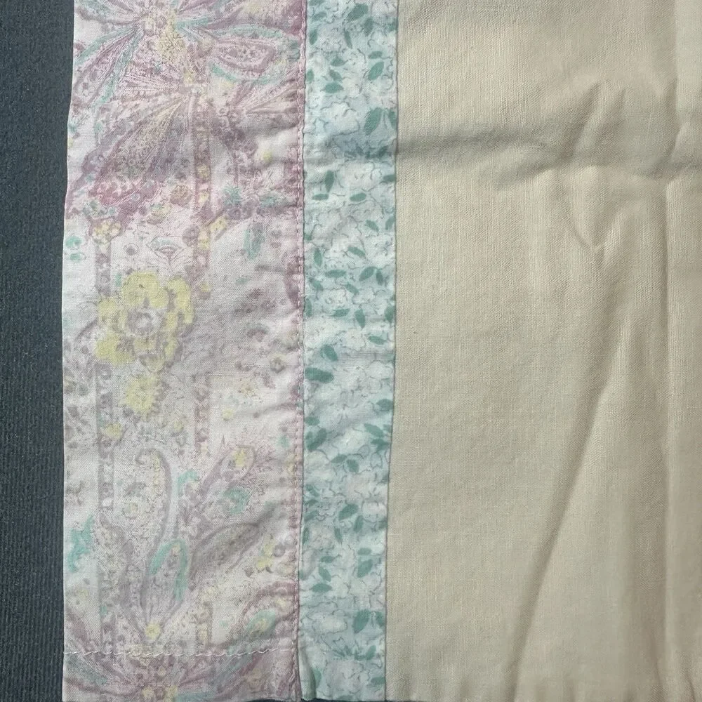 Handmade Double Wedding Ring Window Valance Pastel Floral Patchwork Cottage